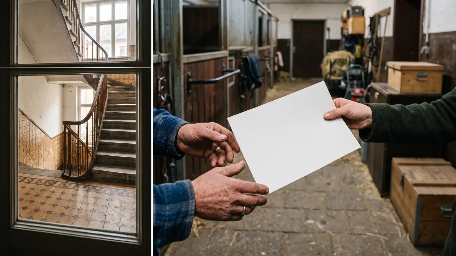 Stallgasse, Hände reichen ein leeres Blatt
