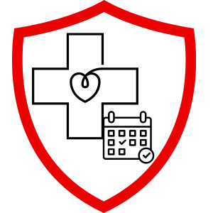 Ein rotes Schildsymbol, das häufig für Sicherheits- oder Schutzthemen verwendet wird.